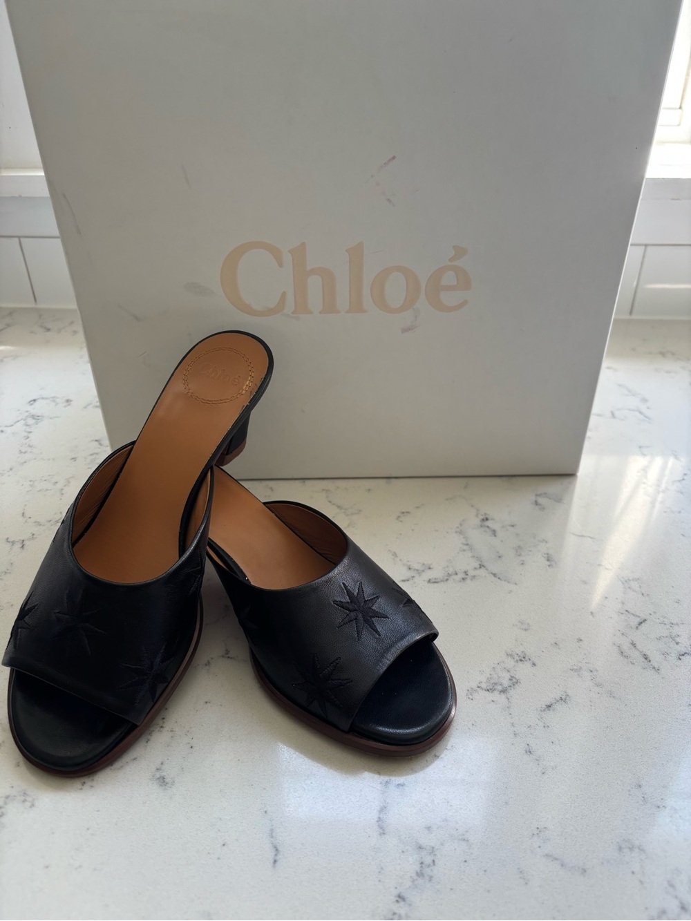 Chole’ Oli Black Leather Mules